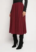 Spódnice - Bordowa Klasyczna Plisowana Spódnica z Gumką w Pasie Valentha - miniaturka - grafika 1