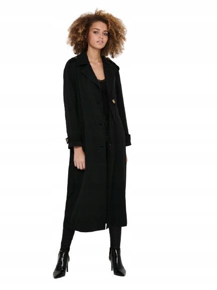 ONLY PŁASZCZ TRENCZ DAMSKI CZARNY JEDNORZĘDOWY XL J5E