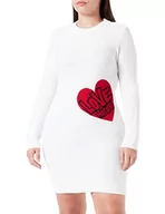 Sukienki - Love Moschino Damska sukienka z długim rękawem z długim rękawem, biały, 40 - miniaturka - grafika 1