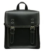 Torebki damskie - Plecak Damski Skórzany Tornister Torba Vintage 2W1 Czarny - miniaturka - grafika 1