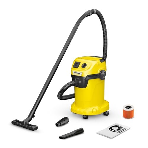 Kärcher Odkurzacz WD 3 P V-19/4/20, w zestawie z filtrem nabojowym, workiem z włókniny, 1000 W, pojemnik z tworzywa sztucznego: 19 l, wąż ssący: 2 m, zintegrowane gniazdko do elektronarzędzi