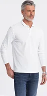 Koszulki męskie - Ombre Longsleeve męski z kołnierzykiem polo - biały V1 OM-POBL-0114 XL - miniaturka - grafika 1