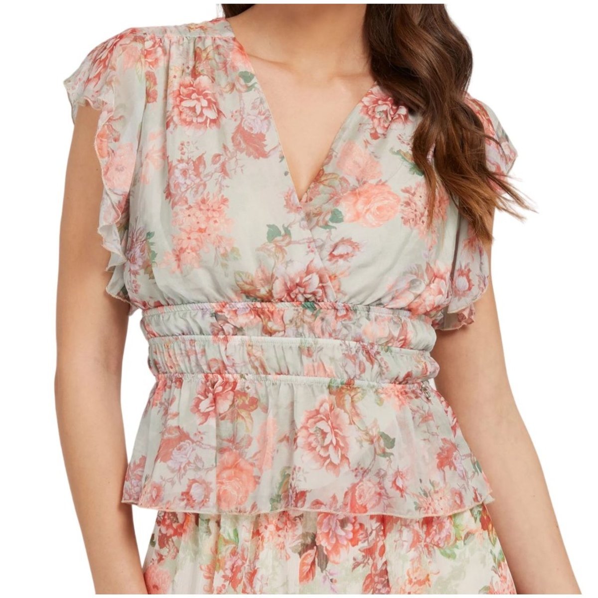 Bluzka damska Guess Joandra falbany wzorzysta-M