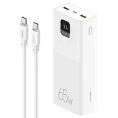 Powerbanki - Powerbank USAMS PB68 30000 mAh 65W + Kabel USB-C - USB-C 100W Biały | Bezpłatny transport - miniaturka - grafika 1