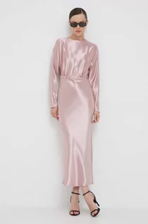 Sukienki - Calvin Klein sukienka kolor różowy maxi prosta - grafika 1