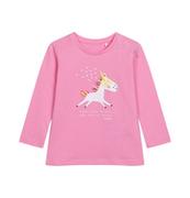 Bluzki dla niemowląt - Bluzka z długim rękawem dla dziecka do 2 lat, z jednorożcem, różowa - miniaturka - grafika 1