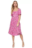 Sukienki - Trendyol Damska sukienka z dekoltem w kwiaty, Różowy, 64 - miniaturka - grafika 1