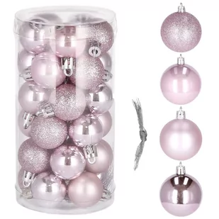 Bombki choinkowe 30 szt. ozdoby świąteczne zestaw 3cm różowy CA0149 - Bombki - miniaturka - grafika 1