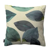 Poszewki na poduszki - Dekoria Poszewka Kinga na poduszkę liście w kolorze szmaragdowej zieleni z fioletem na lnianym tle 43 × 43 cm Abigail 100-143-15 - miniaturka - grafika 1