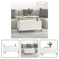 Ławy i stoliki kawowe - The Living Store stolik kawowy biały wysoki połysk 90x44,5x45 cm materiał drewnopochodny - miniaturka - grafika 1