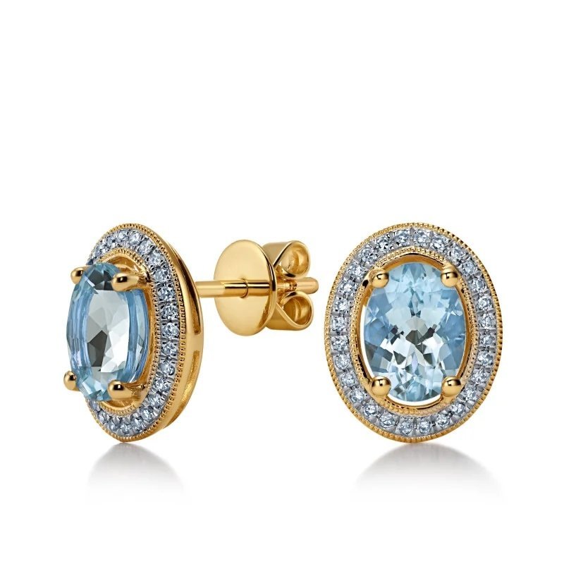 kolczyki dla kobiety ze złota 585 eleganckie z topazem i diamentami prezent