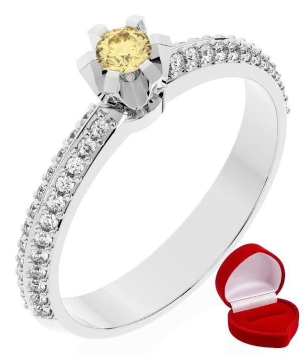 ZŁOTY PIERŚCIONEK ZARĘCZYNOWY 585 14k SZAFIR 0,09 ct BIAŁE ZŁOTO R14