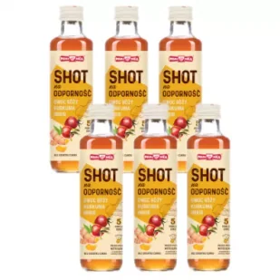 Polska Róża Shot na odporność Owoc róży, kurkuma, imbir 5 porcji Zestaw 6 x 250 ml - Soki i napoje niegazowane - miniaturka - grafika 1