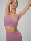 Bielizna sportowa damska - 4F Biustonosz do jogi z niskim wsparciem damski - różowy XL - miniaturka - grafika 1