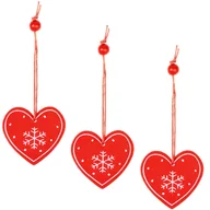 Bombki - Ozdoba choinkowa 5cm drewniana, świąteczna zawieszka serce zestaw 3 szt. - miniaturka - grafika 1