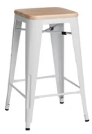 Taborety i hokery - D2.DESIGN Hoker Paris Wood 65cm biały sosna natura 94624 - miniaturka - grafika 1