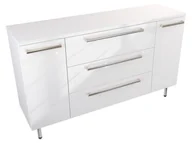 Szafki łazienkowe - Szafka Stojąca Z Blatem ATH 140 cm DK - Biały Wysoki Połysk - Uchwyty Stal Szczotkowana - miniaturka - grafika 1