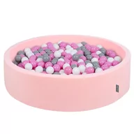 Suche baseny - KiddyMoon, suchy basen okrągły z piłeczkami 7cm 120x30 różowy: szary-biały-róż 120x30/200piłek - miniaturka - grafika 1