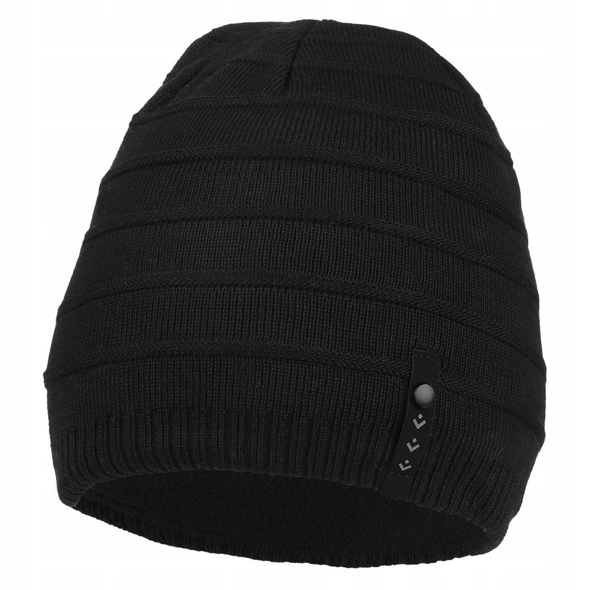 CZAPKA MĘSKA KLASYCZNA JESIENNA ZIMOWA CIEPŁA GRUBA PROSTA ELASTYCZNA MORAJ BLACK