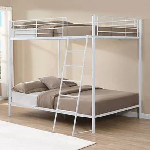 Łóżko piętrowe 2 x 140 x 190 cm - Metal - Biały + Materac - GEMINI II - Łóżka dla dzieci i młodzieży Łóżko piętrowe 2 x 140 x 190 cm - Metal - Biały + Materac - GEMINI II - Łóżka dla dzieci i młodzieży - miniaturka - grafika 1