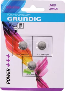 Baterie płaskie alkaliczne AG13 LR44 GRUNDIG x3 - Baterie i akcesoria - miniaturka - grafika 1