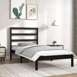 Łóżko z litego drewna sosna czarna 100x200 cm - Łóżka - miniaturka - grafika 1