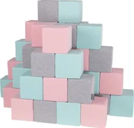 Suche baseny - KiddyMoon Miękkie klocki 14cm sześciany: jasnoszary-różowy-miętowy 48 Zabawka klocki z pianki - miniaturka - grafika 1