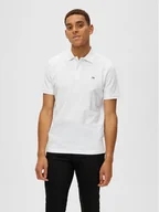 Koszulki męskie - Selected Homme Polo 16087839 Biały Regular Fit - miniaturka - grafika 1