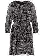 Sukienki - Taifun Damska plisowana sukienka z cekinami, rękawy balonowe, elastyczne obszycie, rękawy 3/4, dzianina, plisowana sukienka jednokolorowa, Coal Grey, 34 - miniaturka - grafika 1