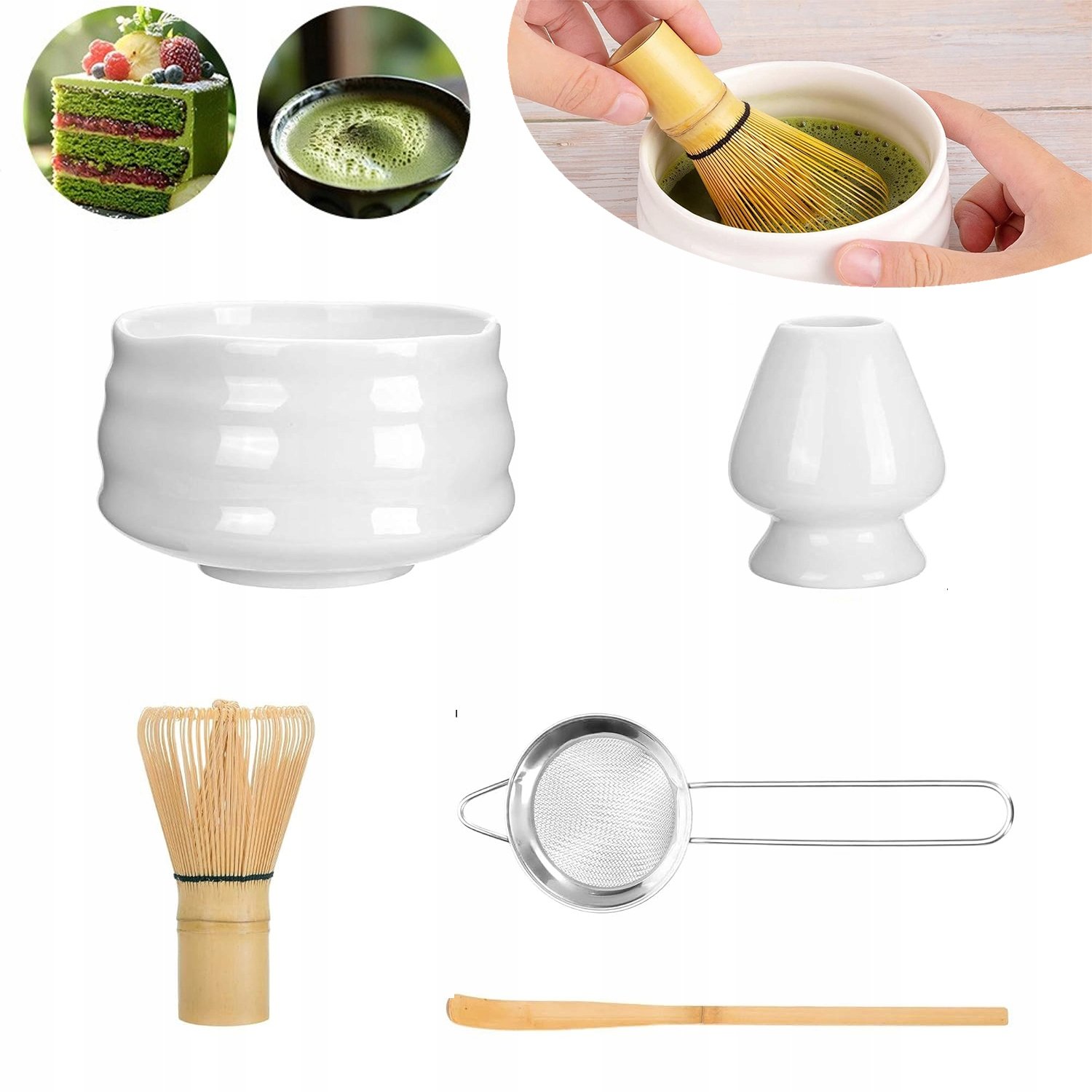 Zestaw Trzepaczek Matcha- Zestaw Matcha Zawiera Trzepaczkę Matcha, Miskę Matcha, Łyżkę Matcha