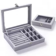 Pudełka i szkatułki - Szkatułka na biżuterię kuferek organizer pudełko PD132SZ - miniaturka - grafika 1
