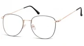 Okulary korekcyjne, oprawki, szkła - Oprawki okulary Pilotki zerówki korekcyjne 924B czarno-złote - miniaturka - grafika 1
