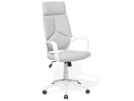 Fotele i krzesła biurowe - Beliani Krzesło biurowe biało-szare regulowana wysokość DELIGHT - miniaturka - grafika 1