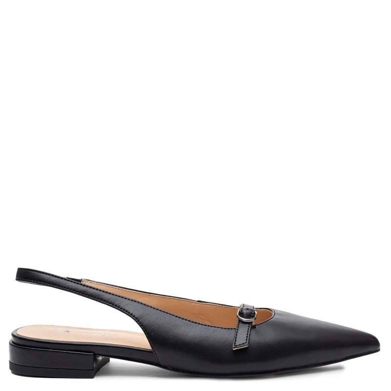 Maciejka Skórzane Slingback Czółenka Płaskie Czarne K7449-01/00-1 r.39