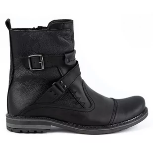 Buty męskie sztyblety skórzane 82KZ czarne - Buty Olivier - Buty zimowe męskie - miniaturka - grafika 1