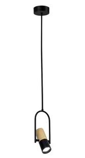 Light Prestige LAMPA wisząca BOVINO LP-1111/1P metalowa OPRAWA minimalistyczny ZWIS tuba drewno czarna LP-1111/1P - Lampy sufitowe - miniaturka - grafika 1