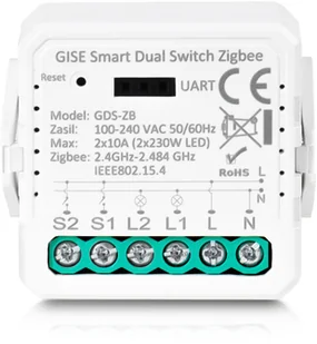 GISE Smart Podwójny moduł przekaźnikowy Zigbee Tuya GDS-ZB - Akcesoria do monitoringu - miniaturka - grafika 1