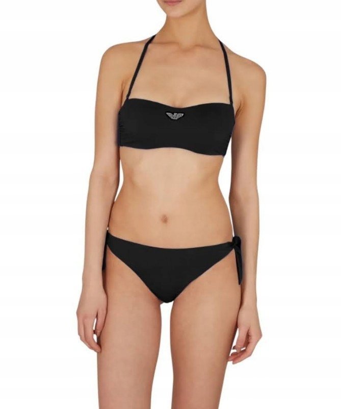EMPORIO ARMANI CZARNY BIKINI Z GŁADKIM BIUSTONOSZEM XL JPA