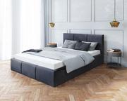Łóżka - Łóżko tapicerowane FRESIA - TRINITY (CZARNY) rama, stelaż metalowy podnoszony 90 x 200 - miniaturka - grafika 1