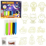 Zabawki kreatywne - Zestaw Do Malowania Kosmos 3D DIY 6 Farbek Zawieszki 12 szt. - miniaturka - grafika 1