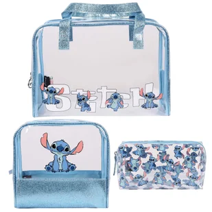 DISNEY Stitch Niebieski komplet kosmetyczek podróżnych na zamek, 3 szt. - Akcesoria podróżnicze - miniaturka - grafika 1