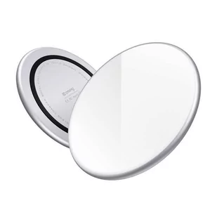 Crong PowerSpot Fast Wireless Charger – Bezprzewodowa ładowarka Qi 15W USB-C (Silver White) - Ładowarki do telefonów - miniaturka - grafika 1