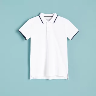 Koszulki dla chłopców - Reserved Reserved - Bawełniane polo - Biały - grafika 1