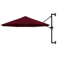 Parasole ogrodowe - vidaXL Parasol ścienny na metalowym słupku, 300 cm, burgund vidaXL - miniaturka - grafika 1