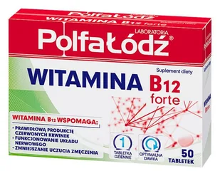 Polfa ŁÓDŹ Vitaminum B12 Forte 10 mcg x 50 tabl Łódź - Witaminy i minerały Polfa ŁÓDŹ Vitaminum B12 Forte 10 mcg x 50 tabl Łódź - Witaminy i minerały - miniaturka - grafika 1