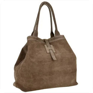 Torba shopper taupe brąz pojemnaskóra naturalna zamszowa XL - Torebki damskie Torba shopper taupe brąz pojemnaskóra naturalna zamszowa XL - Torebki damskie - miniaturka - grafika 1