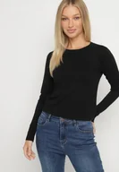 Swetry damskie - Czarny Klasyczny Sweter z Wiskozą Oleva - miniaturka - grafika 1