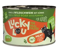 Mokra karma dla kotów - Lucky Lou Lifestage Adult Wołowina i dzik puszka 200g - miniaturka - grafika 1