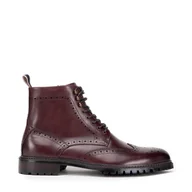 Półbuty męskie - Męskie trzewiki skórzane z perforacjami bordowe - miniaturka - grafika 1