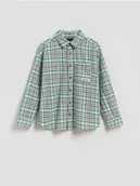 Bluzki dla chłopców - Reserved - Bawełniana koszula w kratę - jasnoturkusowy - miniaturka - grafika 1